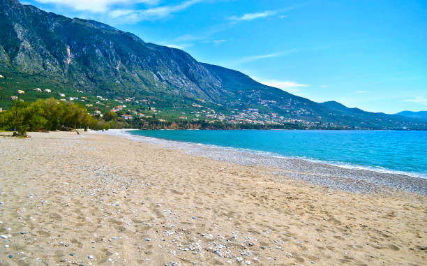 Verga beach Kalamata Greece stock photo