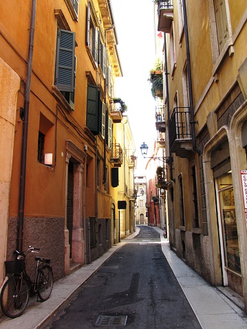 One of the alley of the beautiful city of Verona. The historical center is a world heritage site.