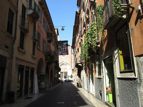 One of the alley of the beautiful city of Verona. The historical center is a world heritage site.