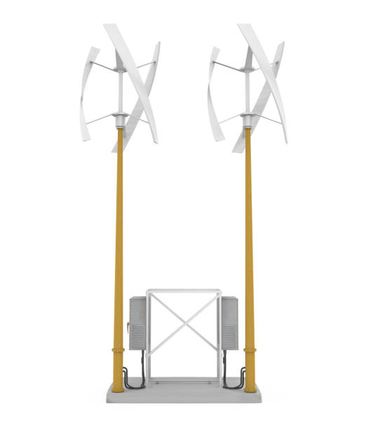 Vertical Axis Wind Turbine Isolated Vertical Axis Wind Turbine isolated on white background. 3D render vertical axis wind turbine stock pictures, royalty-free photos & images