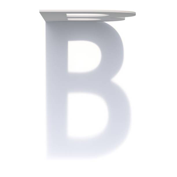 Vertical drop shadow font Letter B 3D Vertical drop shadow font Letter B 3D render illustration isolated on white background fancy letter b silhouettes stock pictures, royalty-free photos & images