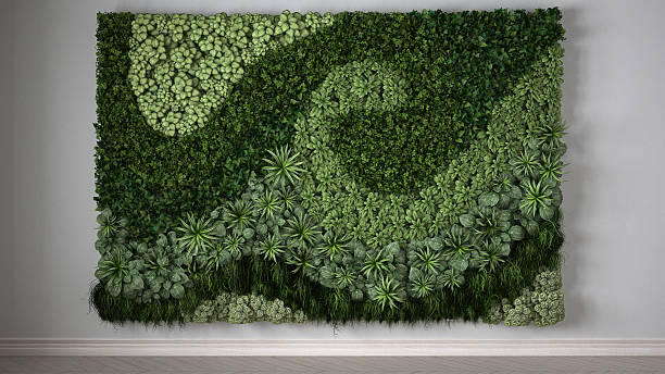 вертикальный сад, дизайн интерьера - вьющееся растение стоковые фото и изображения