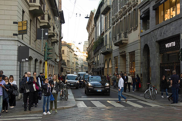 Via Montenapoleone street in Milan stock photo