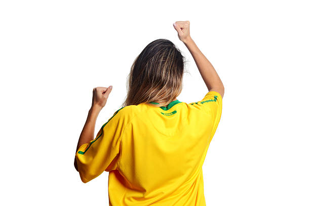 Vibrating for Brazil soccer team stock photo