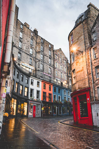 Victoria Street at dusk, Edinburgh stock photo
