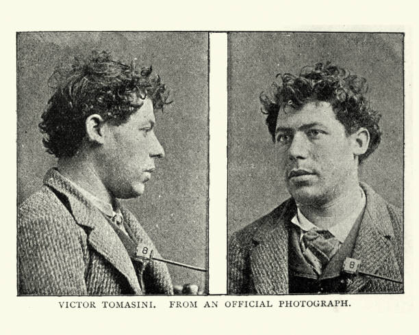 Victorian Mugshot of a criminal, 1890s stock photo