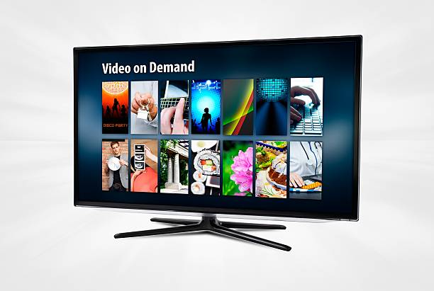 Video on demand VOD service on smart TV Video on demand VOD application or service on smart TV. video on demand stock pictures, royalty-free photos & images