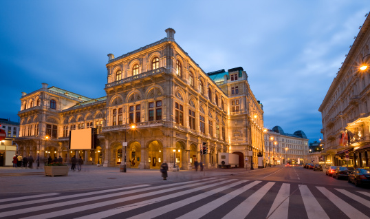 The Opera House in Vienna in the evening