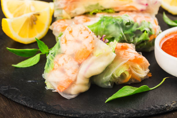 Vietnamese FoodFresh Spring Roll with shrimps, stock photo
