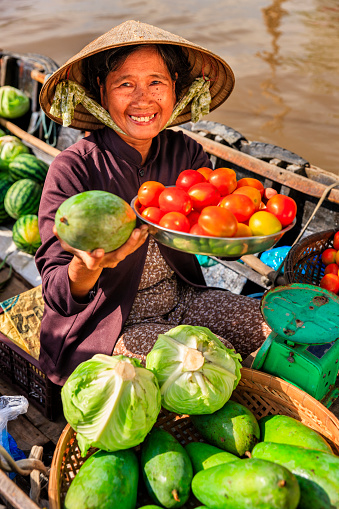 Bac Ha, Lao Cai, Vietnam - November 09, 2019: People at the Bac Ha Market in north of Vietnam