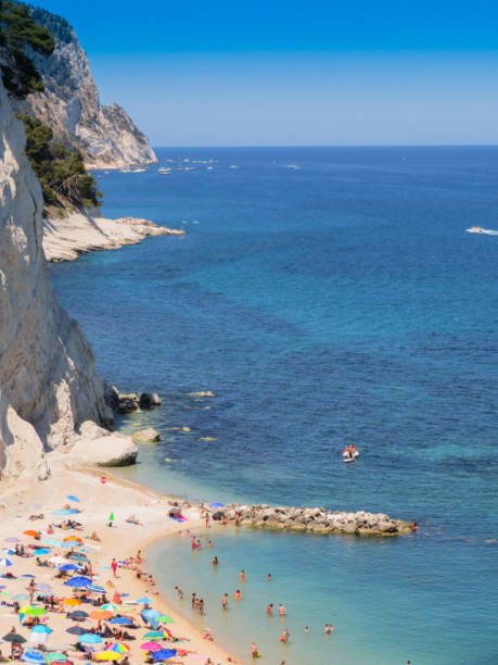 View from above of the beach of Numana (Marche, Italy) stock photo