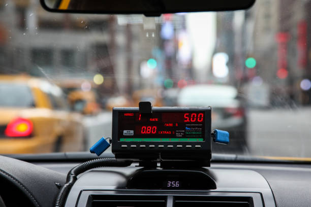 View from cab with meter display stock photo