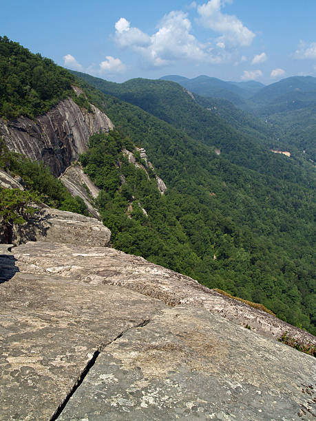 View from "Exclamation Point", Chimney Rock State Park, NC stock photo