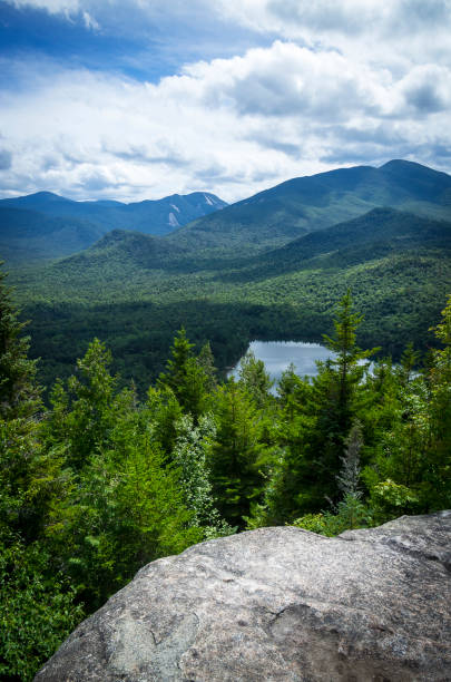 View from Lookout on Mount Jo Looking out from Mount Jo in the Adirondacks on a beautiful day. adirondack state park stock pictures, royalty-free photos & images