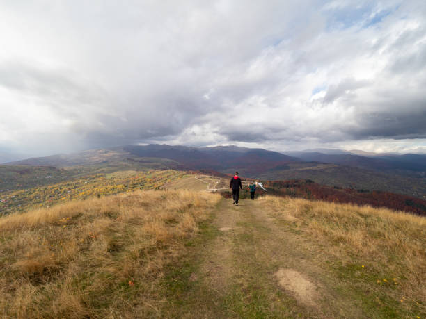 View from the Secaria Peak, Prahova County, Romania stock photo