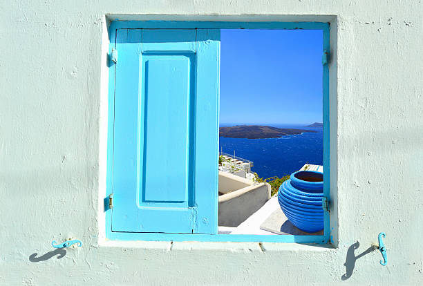 View into beauty of Greece - Santorini stock photo