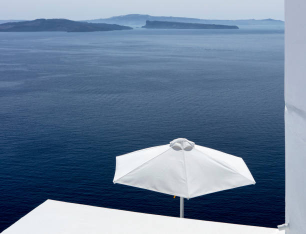 View of Aegean sea from Santorini stock photo
