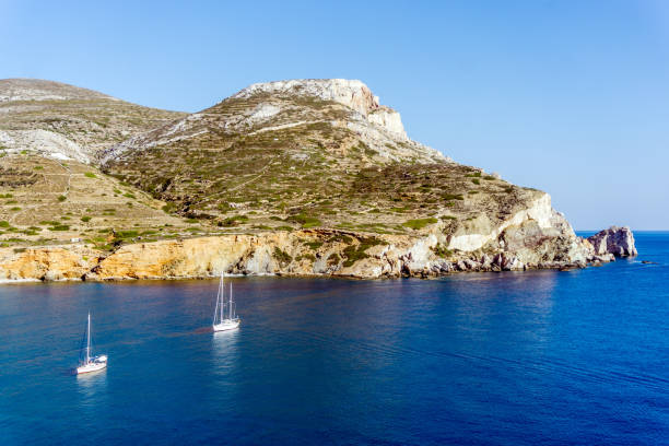 View of Agali coast, Folegandros Island, Cyclades, Aegean Sea stock photo