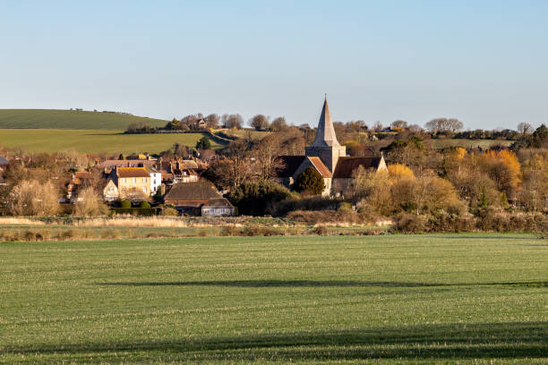 A View of Alfriston in the South Downs stock photo