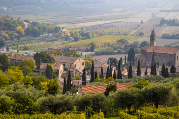 View of Arqua Petrarca, inside the Colli Euganei Regional Park stock photo