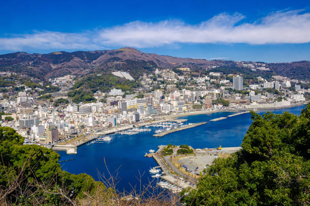 View of Atami, a Japanese resort. stock photo