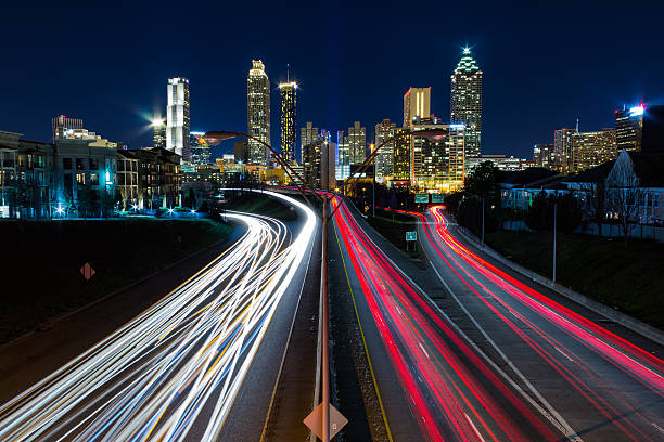 View of Atlanta from Jackson Street Bridge View of Atlanta from Jackson Street  Bridge long exposure stock pictures, royalty-free photos & images