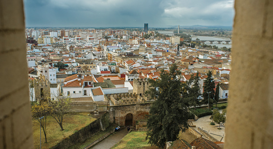 View of Badajoz from Santa Maria Tower battlement. The highest point in the city. Badajoz, Spain