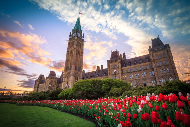 View of Canada Parliament building in Ottawa stock photo