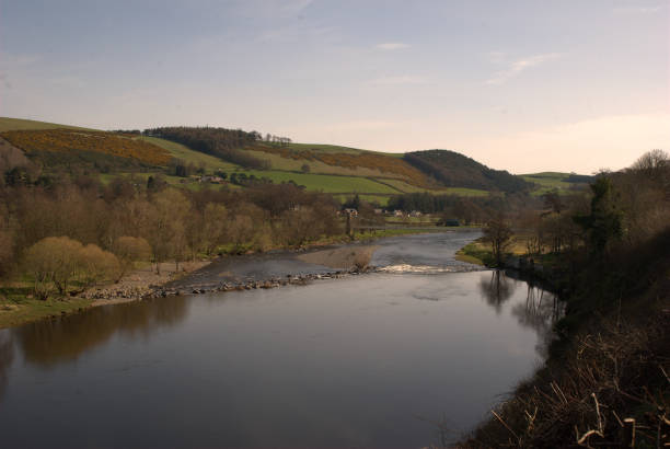 view of chainbridge and river Tweed at Melrose on Easter Sunday  easter sunday stock pictures, royalty-free photos & images