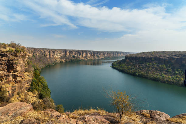 View of Chambal valley river near Garadia Mahadev temple. Kota. India View of Chambal valley river near Garadia Mahadev temple. Kota. Rajasthan. India kota rajasthan stock pictures, royalty-free photos & images