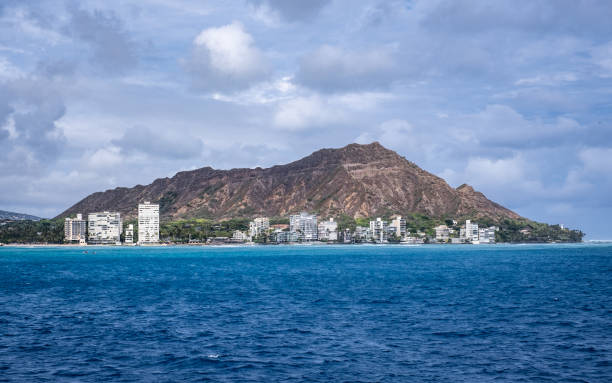 View of Diamond Head from the Water stock photo