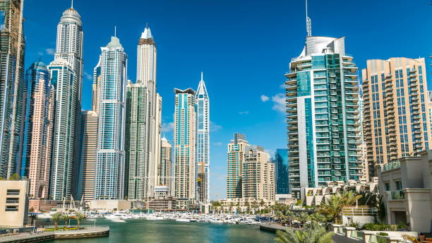 View of Dubai Marina modern Towers in Dubai 