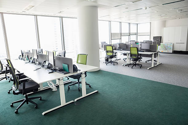 View of empty office View of empty office hot desking stock pictures, royalty-free photos & images