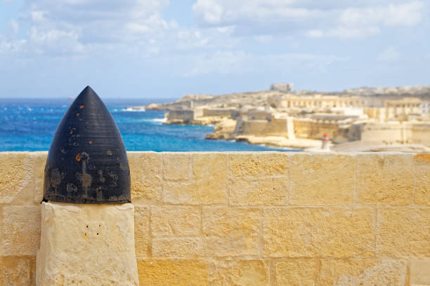 View of Fort Rinella from the War Museum, Valletta stock photo