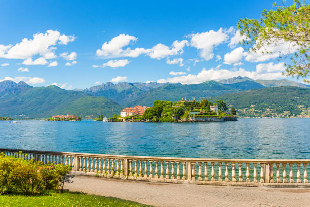 View of Island Bella; at Stresa, on Lake Maggiore, Italy stock photo