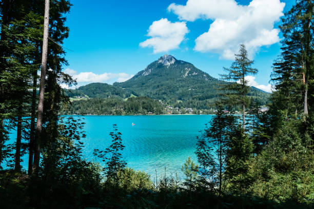 View of Lake Fuschl in Salzburg, Austria Drinking water quality lake Fuschl (Fuschlsee) in Salzburg, Austria. fuschl lake stock pictures, royalty-free photos & images