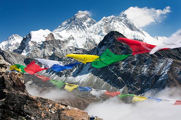 View of Mount Everest from Gokyo Ri view of everest from gokyo ri  tibet stock pictures, royalty-free photos & images