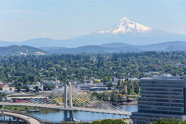 View of Mount Hood in Portland, Oregon USA stock photo