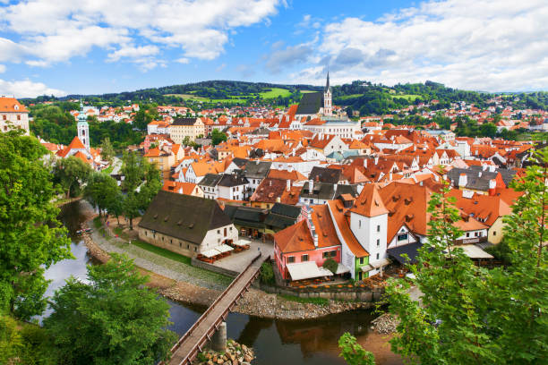 View of old Bohemian city Cesky Krumlov, Czech Republic View of old Bohemian city Cesky Krumlov, Czech Republic bohemia czech republic stock pictures, royalty-free photos & images