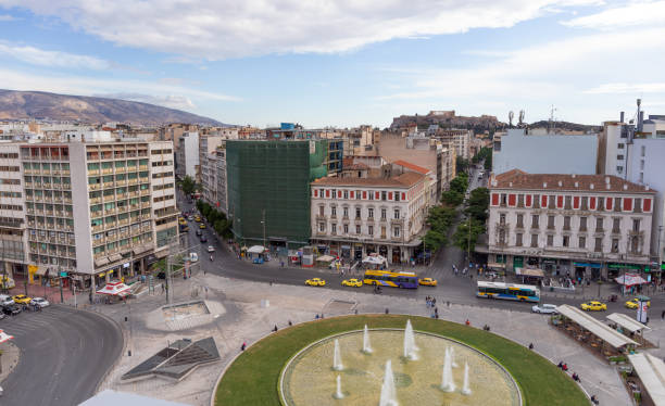 View of Omonoia Square, Athens, Greece. stock photo