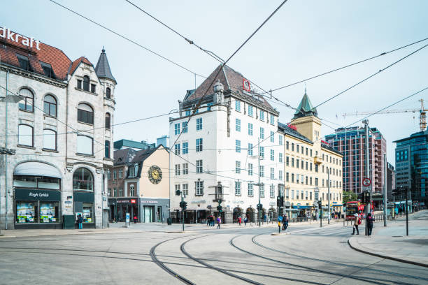 view of Oslo City Hall and street scene travel around Oslo, Norway Northern Norway, Norway, Oslo oslo stock pictures, royalty-free photos & images