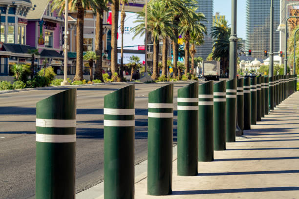 View of Pedestrian Barriers on Las Vegas Boulevard stock photo