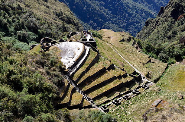View of Phuyupatamarca ruin on the Inca Trail stock photo