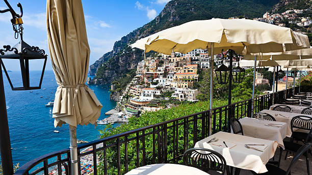 View of Positano from above stock photo