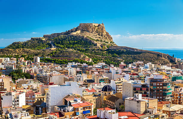 View of Santa Barbara Castle on Mount Benacantil above Alicante View of Santa Barbara Castle on Mount Benacantil above Alicante - Spain alicante province stock pictures, royalty-free photos & images