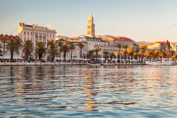 View of Split old town from the sea, Croatia View of Split old town, Croatia croatia stock pictures, royalty-free photos & images
