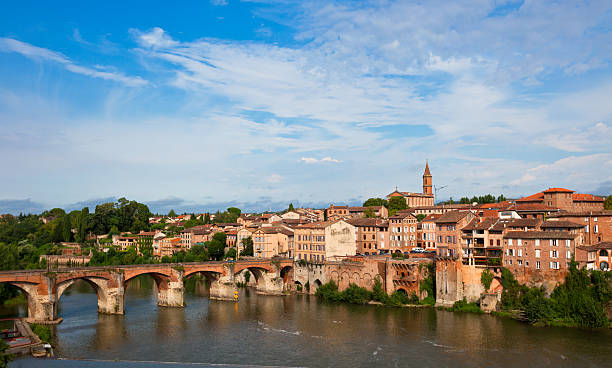View of the August bridge in Albi, France stock photo
