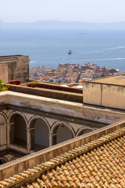 View of the city and Certosa di San Martino from Castel Sant'Elmo, Naples; Italy stock photo