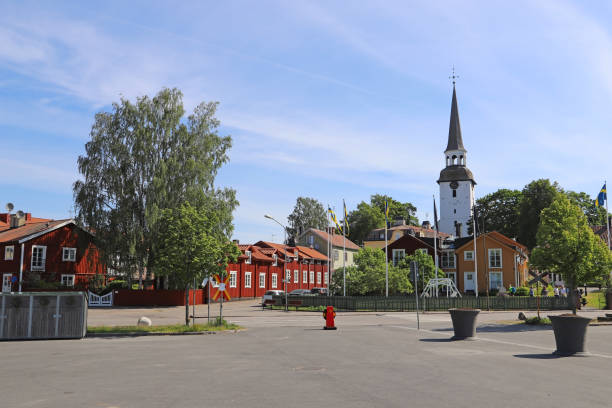 View of the city of Mariefred, Sweden on a sunny day stock photo