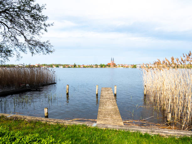 View of the city of Neuruppin from Lake Neuruppin stock photo